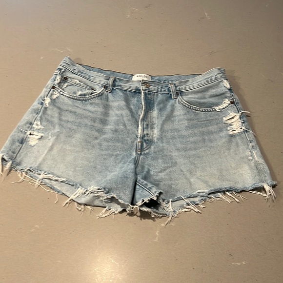 Agolde Pants - Agolde Light Blue Distressed Denim Shorts